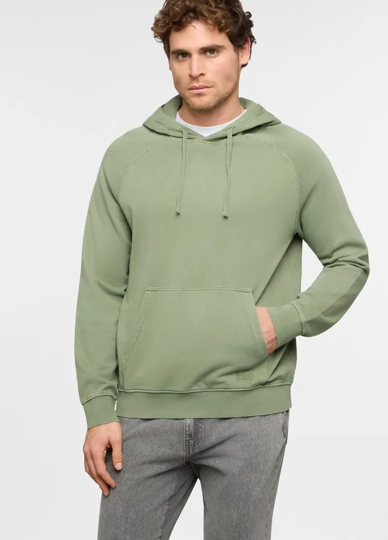 Felpa Con Cappuccio In Cotone Uomo, Verde prato