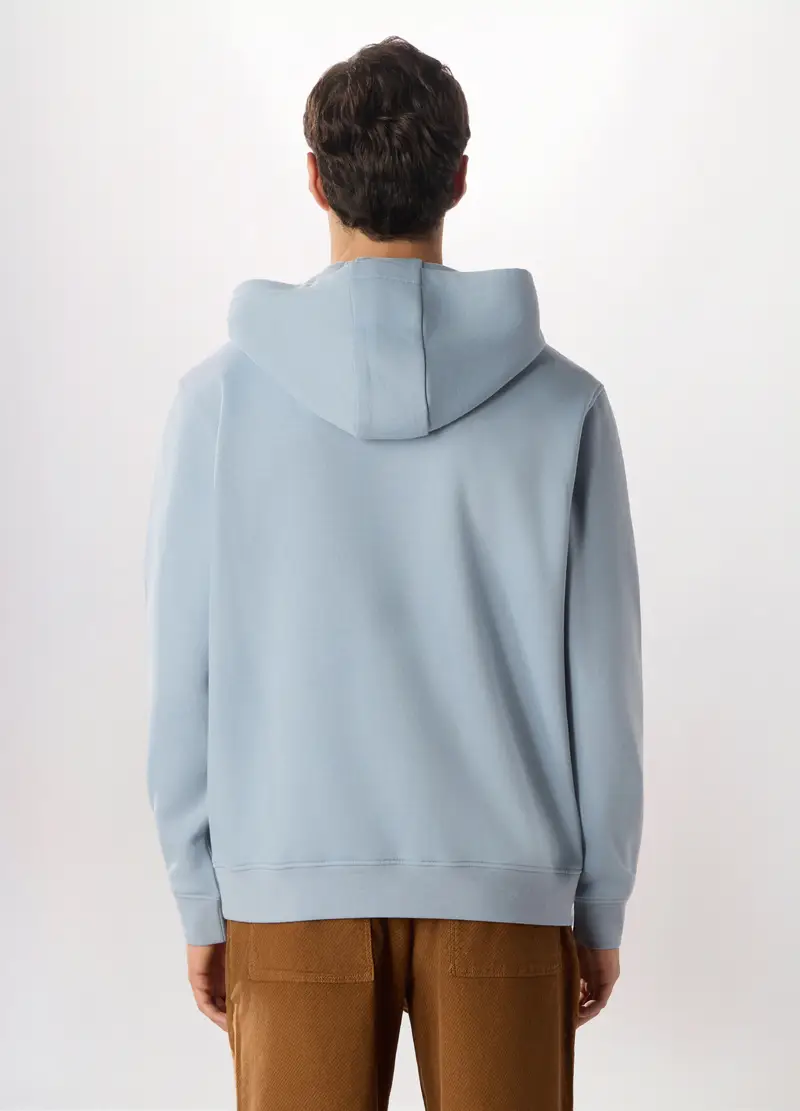 Felpa Con Cappuccio In Misto Cotone Uomo, Azzurro carta da zucchero miniatura 2