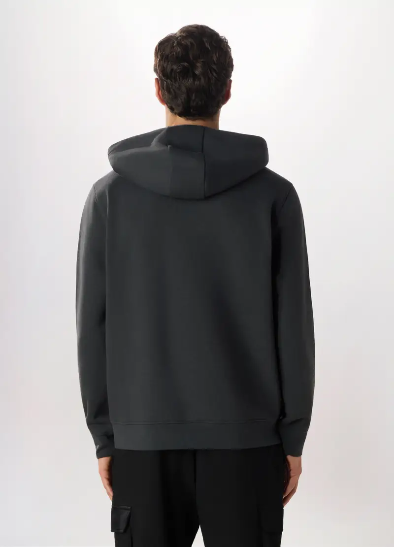 Felpa Con Cappuccio In Misto Cotone Uomo, Blu scuro miniatura 2