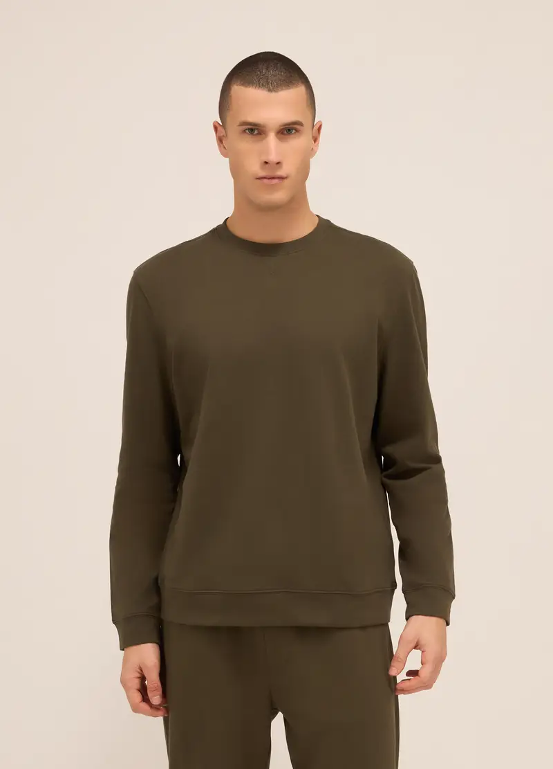 Felpa Girocollo In Puro Cotone Uomo, Unisex, Marrone fango