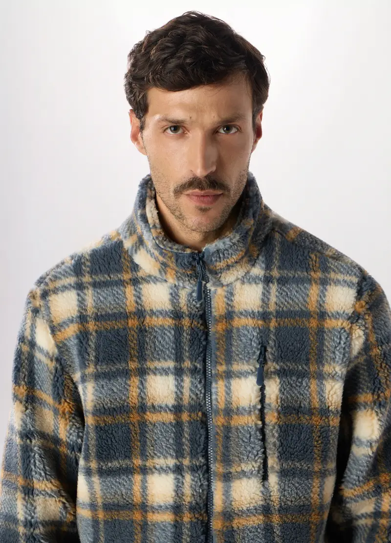 Felpa In Pile Con Zip Intera Uomo, Multicolor miniatura 3