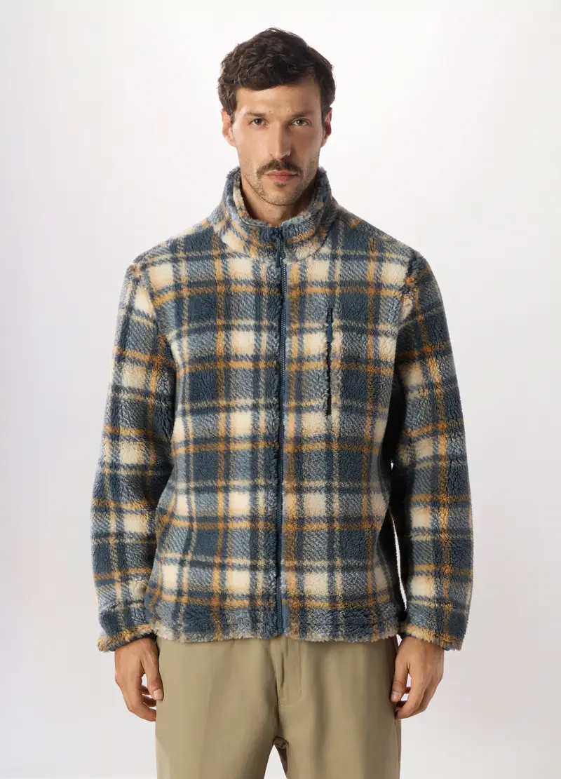 Felpa In Pile Con Zip Intera Uomo, Multicolor