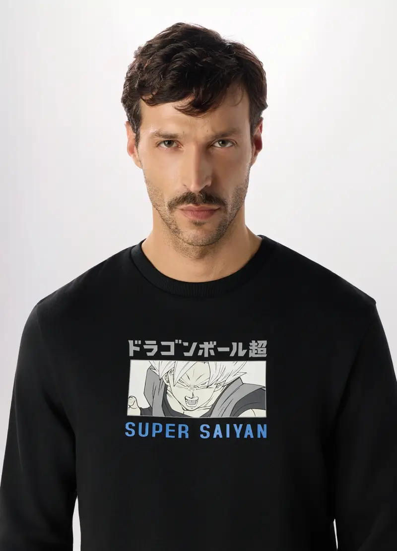 Felpa In Puro Cotone Con Stampa Dragon Ball Uomo, Nero miniatura 3