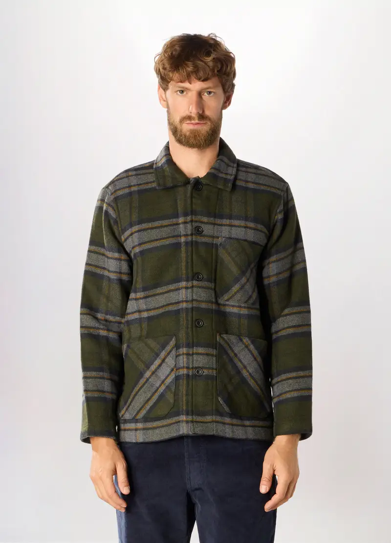 Giacca A Camicia A Quadri Uomo, Verde militare