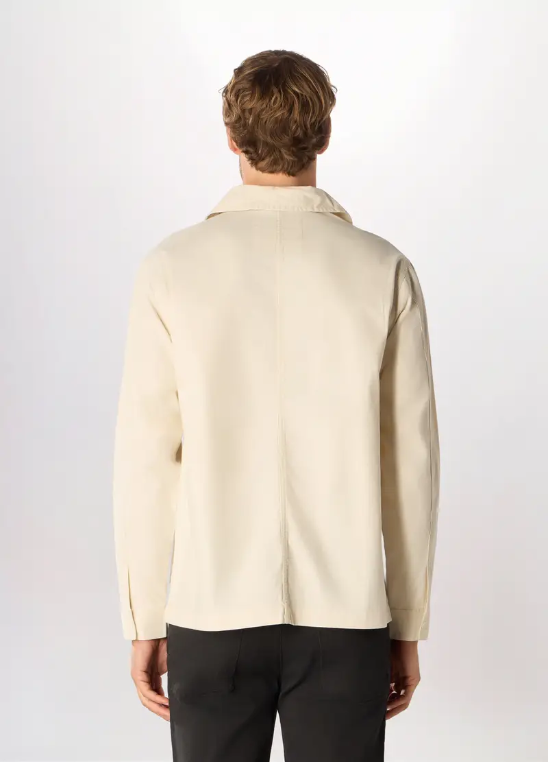 Giacca A Camicia In Cotone Uomo, Bianco avorio miniatura 2