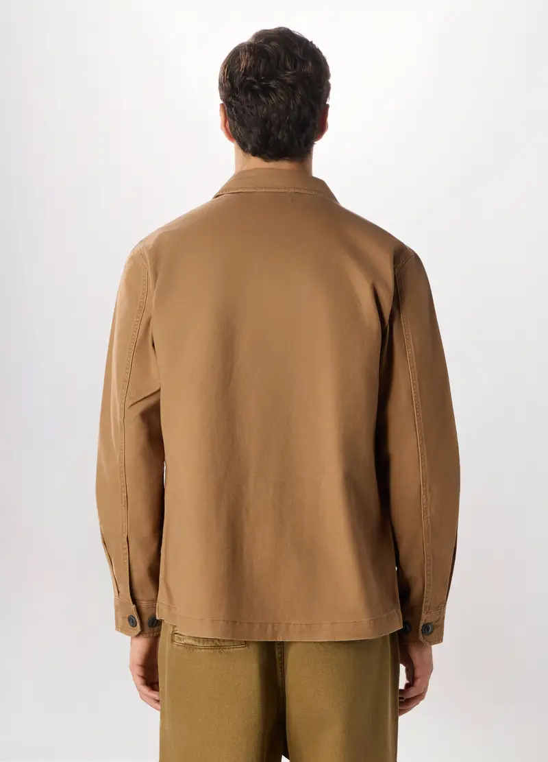 Giacca A Camicia In Denim Di Cotone Uomo, Marrone tabacco miniatura 2