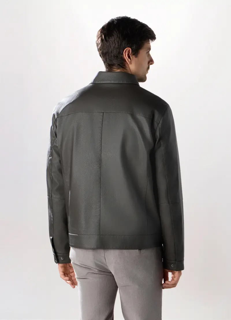 , Giacca A Camicia In Ecopelle Uomo, Nero miniatura 2