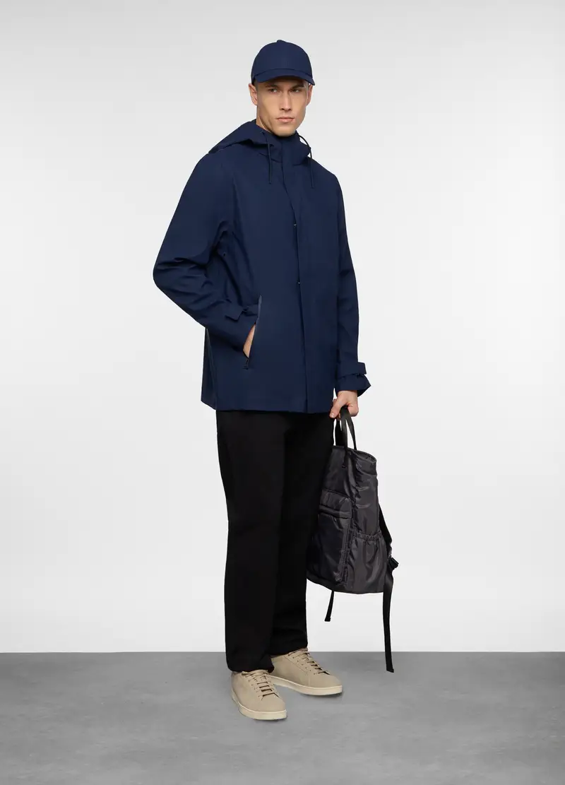 Giacca A Vento Con Cappuccio Uomo, Blu navy