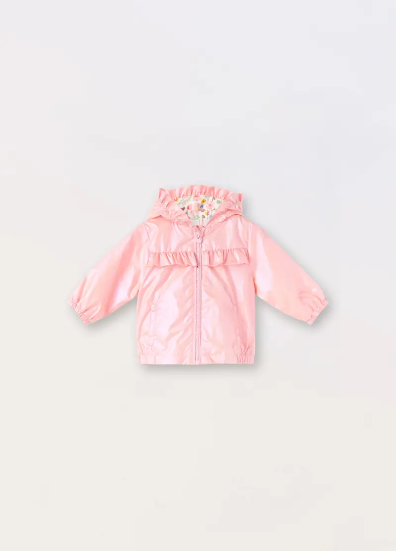 Giacca A Vento Effetto Metallizzato Neonata, Rosa pastello