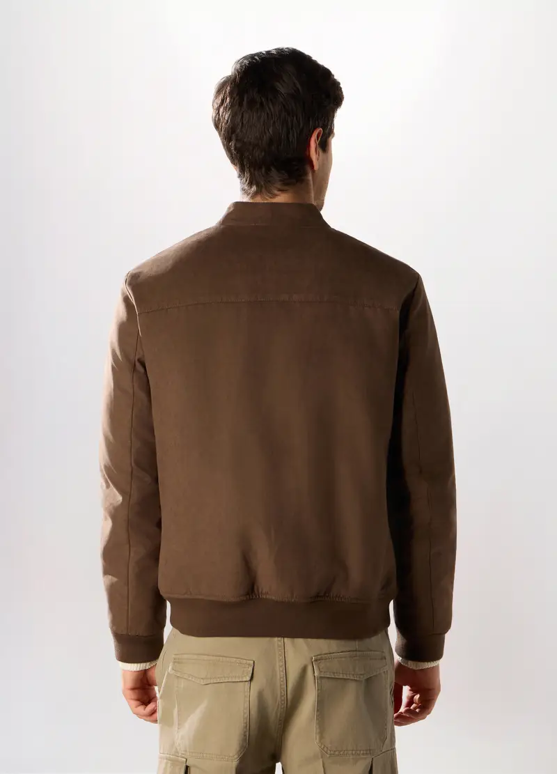 Giacca Biker In Suede Ecopelle Uomo, Marrone cioccolato miniatura 2