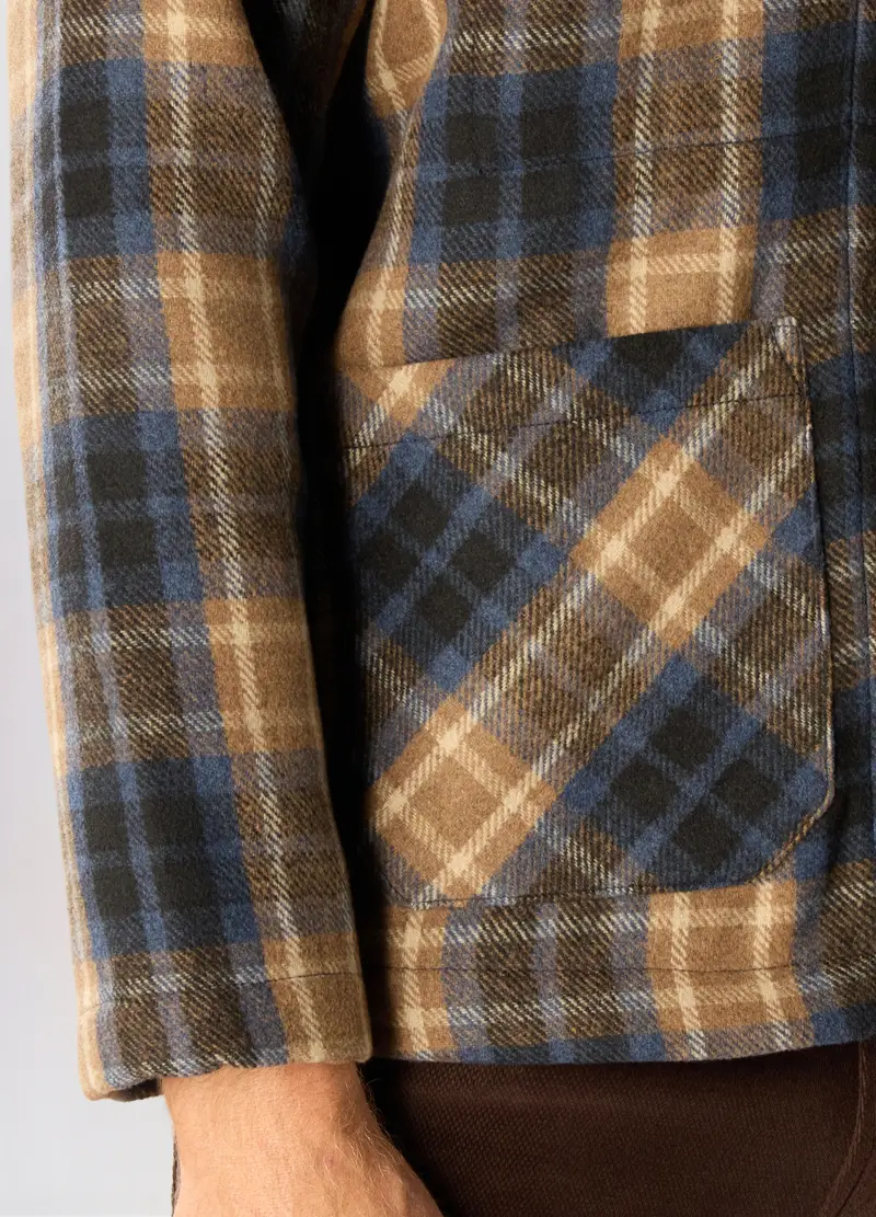 Giacca Camicia In Principe Di Galles Uomo, Blu/Marrone miniatura 3