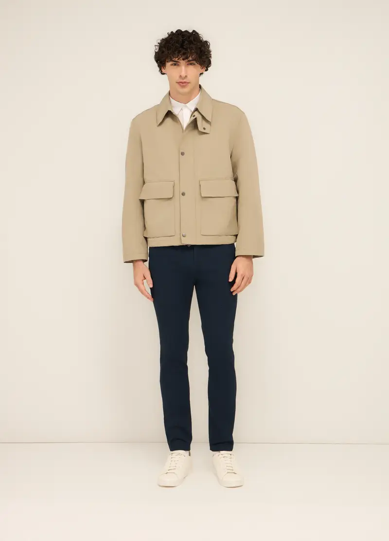 Giacca Corta In Tessuto Tecnico Uomo, Marrone