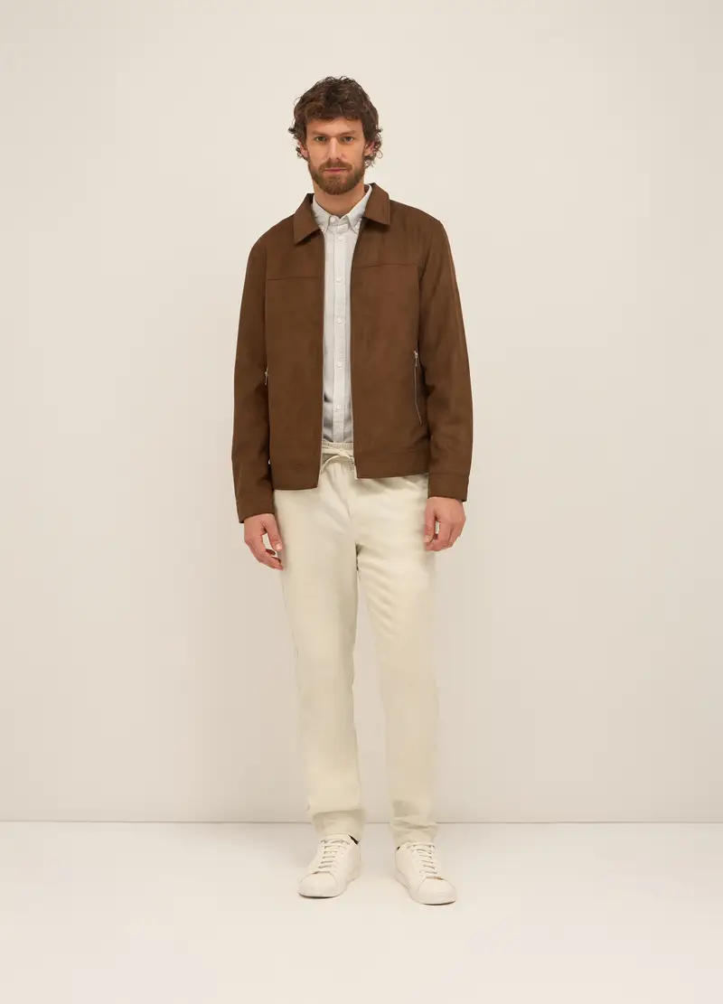 UPIM HB, Giacca Corta Scamosciata In Ecopelle Con Zip Uomo, Marrone cioccolato, Taglia: M