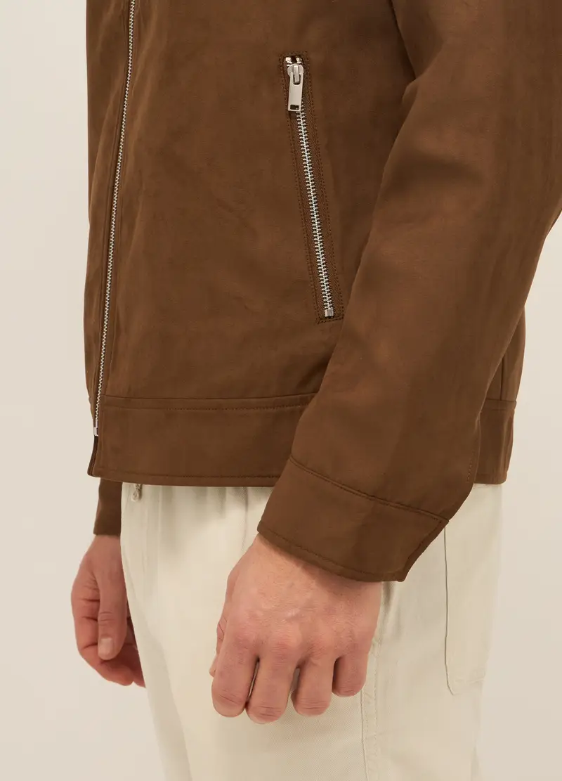 UPIM HB, Giacca Corta Scamosciata In Ecopelle Con Zip Uomo, Marrone cioccolato, Taglia: M miniatura 2