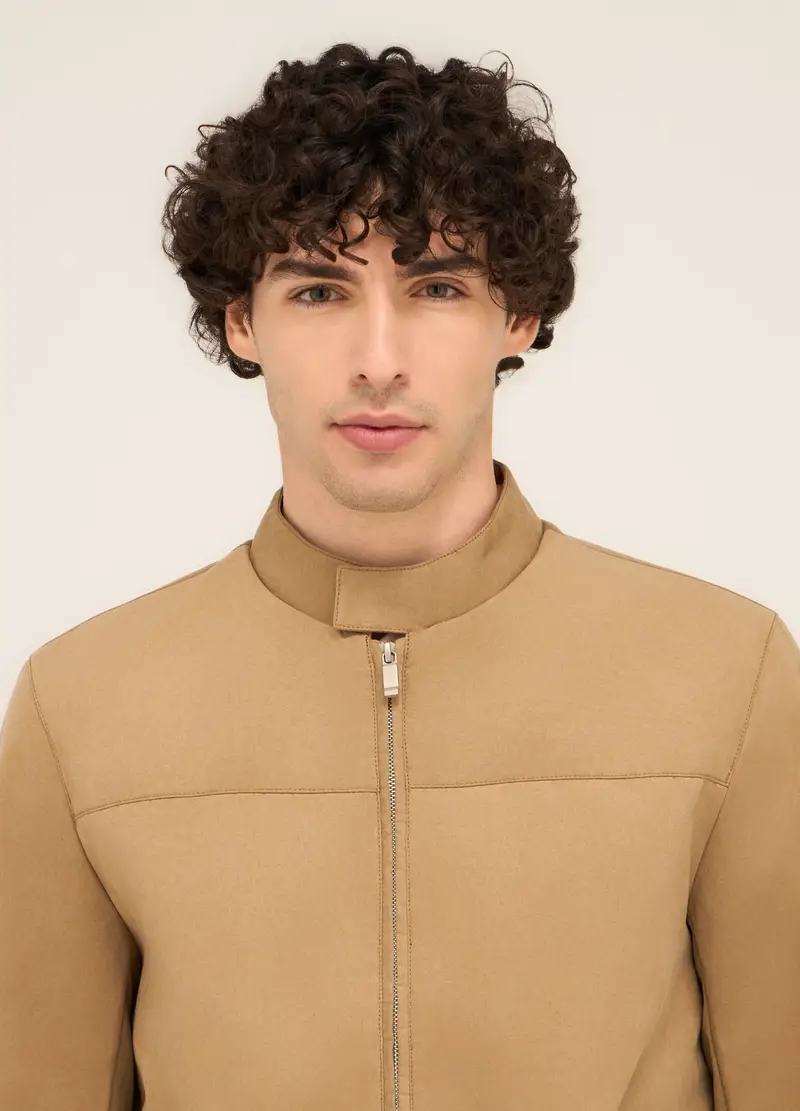 UPIM HB, Giacca Corta Scamosciata In Ecopelle Con Zip Uomo, Marrone tabacco chiaro, Taglia: XL miniatura 2