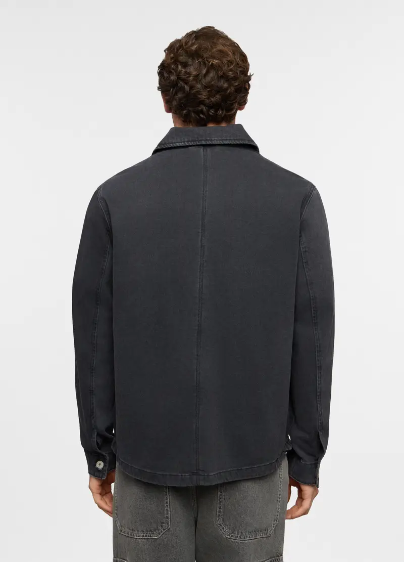 Giacca Di Jeans In Puro Cotone Uomo, Nero grafite miniatura 2