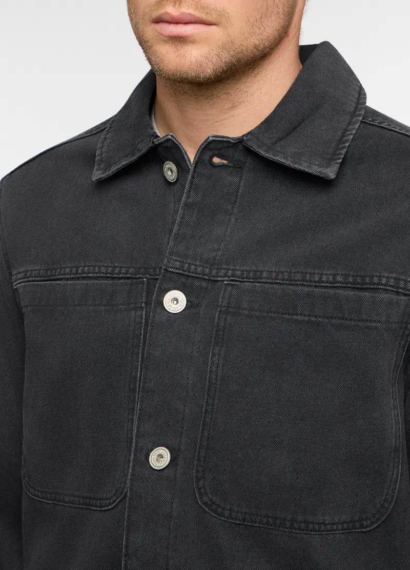Giacca Di Jeans In Puro Cotone Uomo, Nero grafite miniatura 3