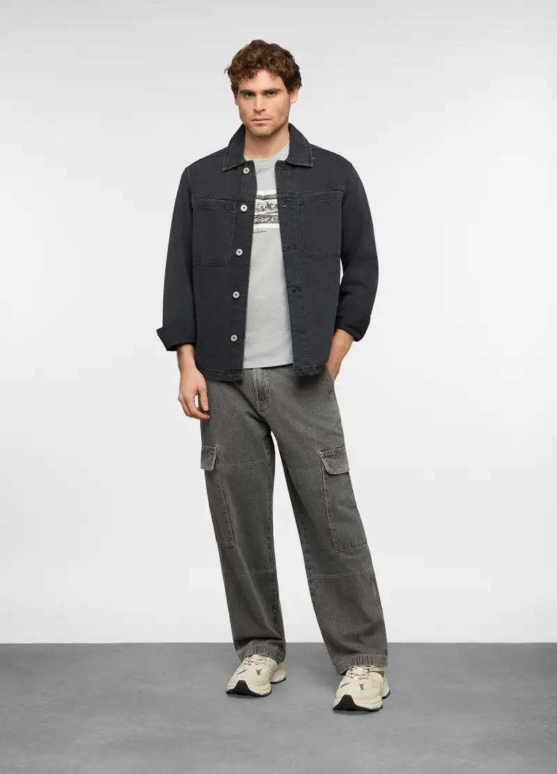 Giacca Di Jeans In Puro Cotone Uomo, Nero grafite