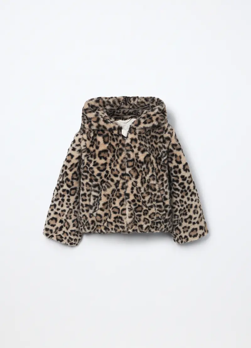 Giacca In Eco Fur Bambina, Beige chiaro