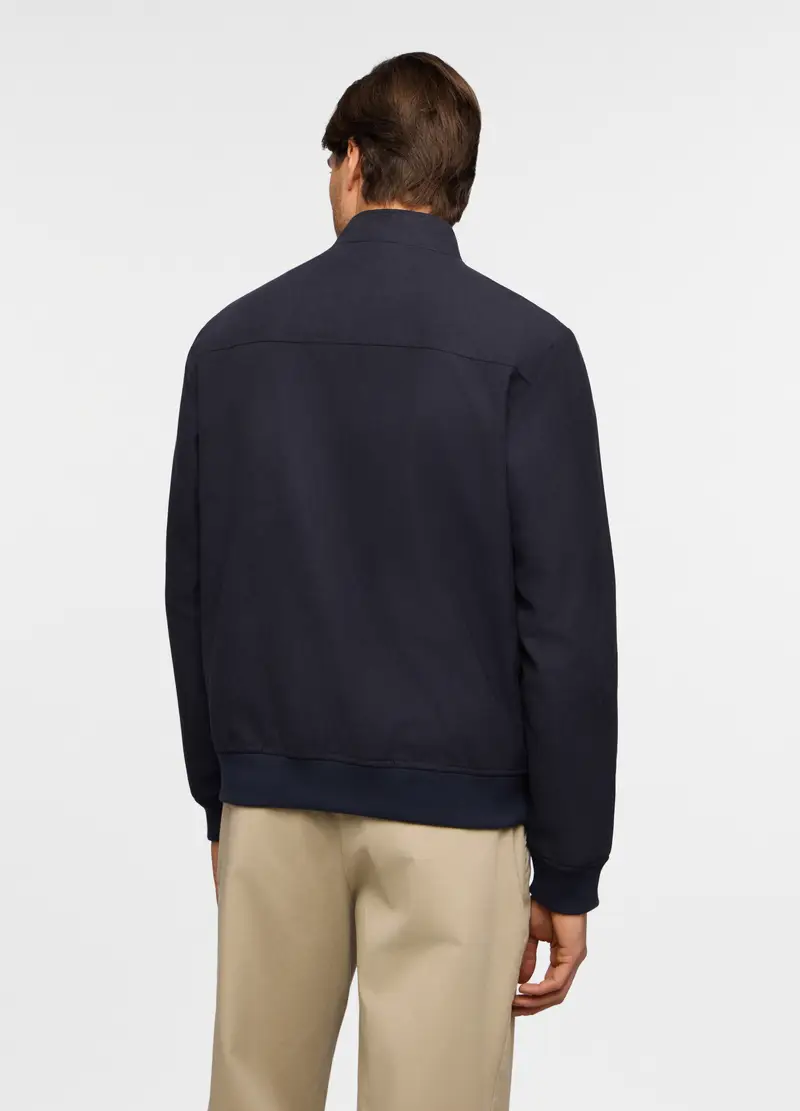 Giacca In Ecopelle Scamosciata Con Zip Uomo, Blu scuro miniatura 2