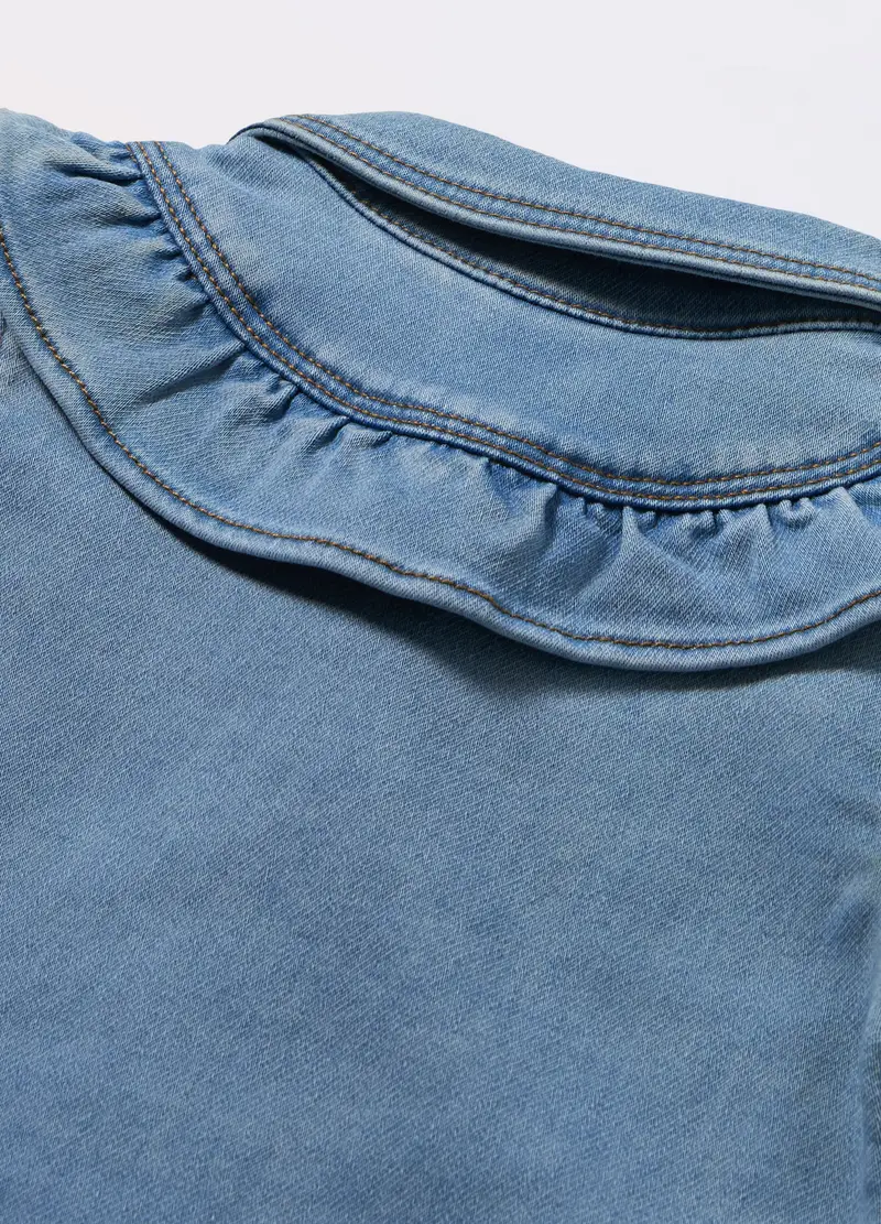 Giacca In French Terry Denim Neonata, Azzurro chiaro miniatura 2