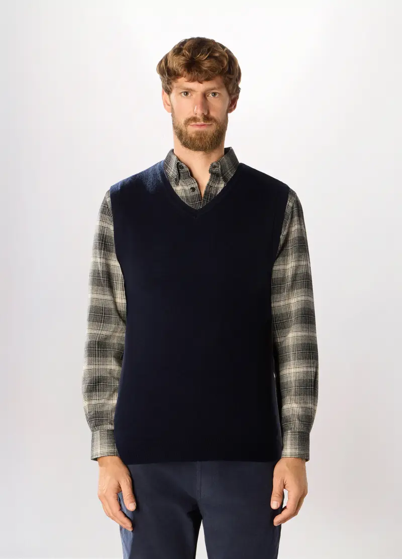 Gilet In Maglia Rasata Uomo, Blu scuro