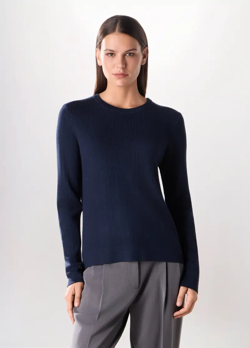UPIM HB, Girocollo Tricot Misto Viscosa Donna, Blu navy, Taglia: S