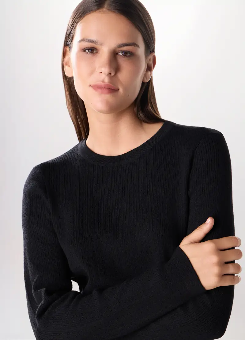 UPIM HB, Girocollo Tricot Misto Viscosa Donna, Nero, Taglia: S miniatura 2