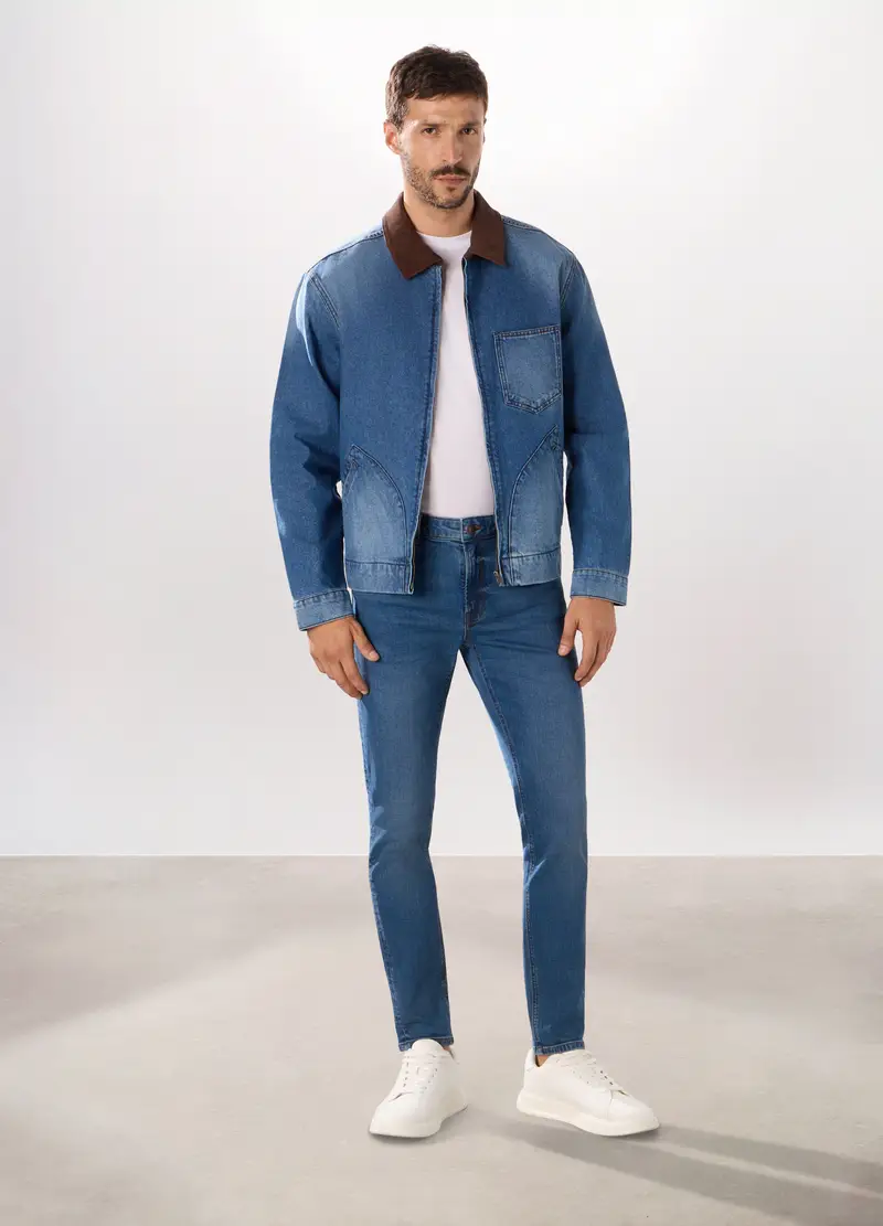 UPIM HB, Giubbotto In Denim Di Puro Cotone Uomo, Blu denim, Taglia: S