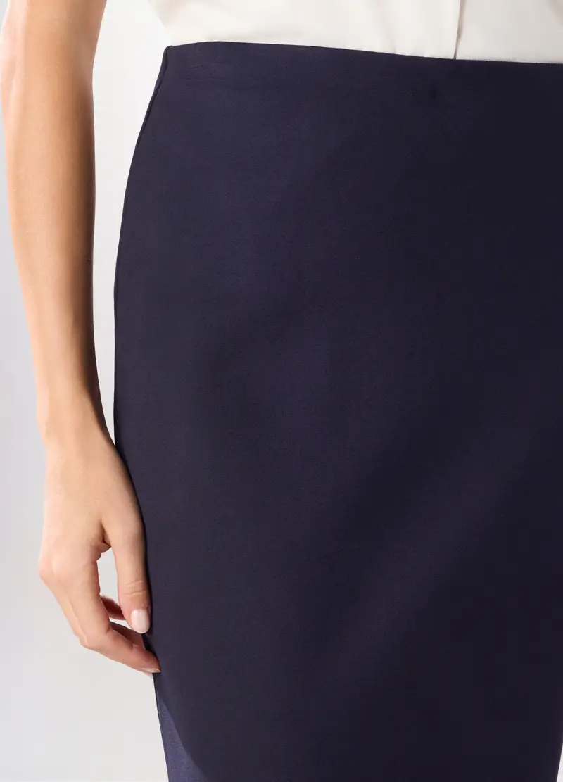 Gonna A Tubino Misto Viscosa Donna, Blu navy miniatura 3