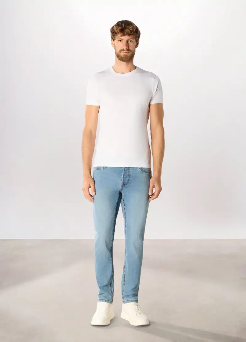 Jeans Skinny Fit In Denim Stretch Uomo, Azzurro chiaro