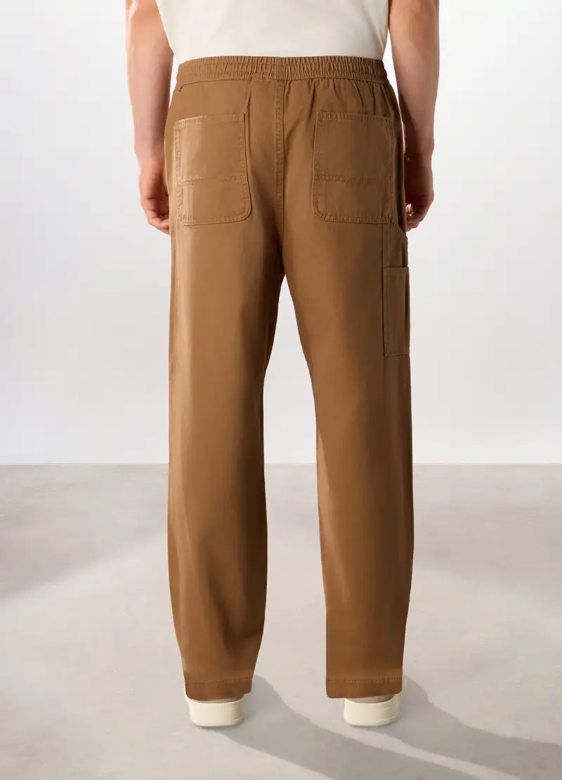 Jogger In Twill Di Puro Cotone Uomo, Marrone tabacco miniatura 2