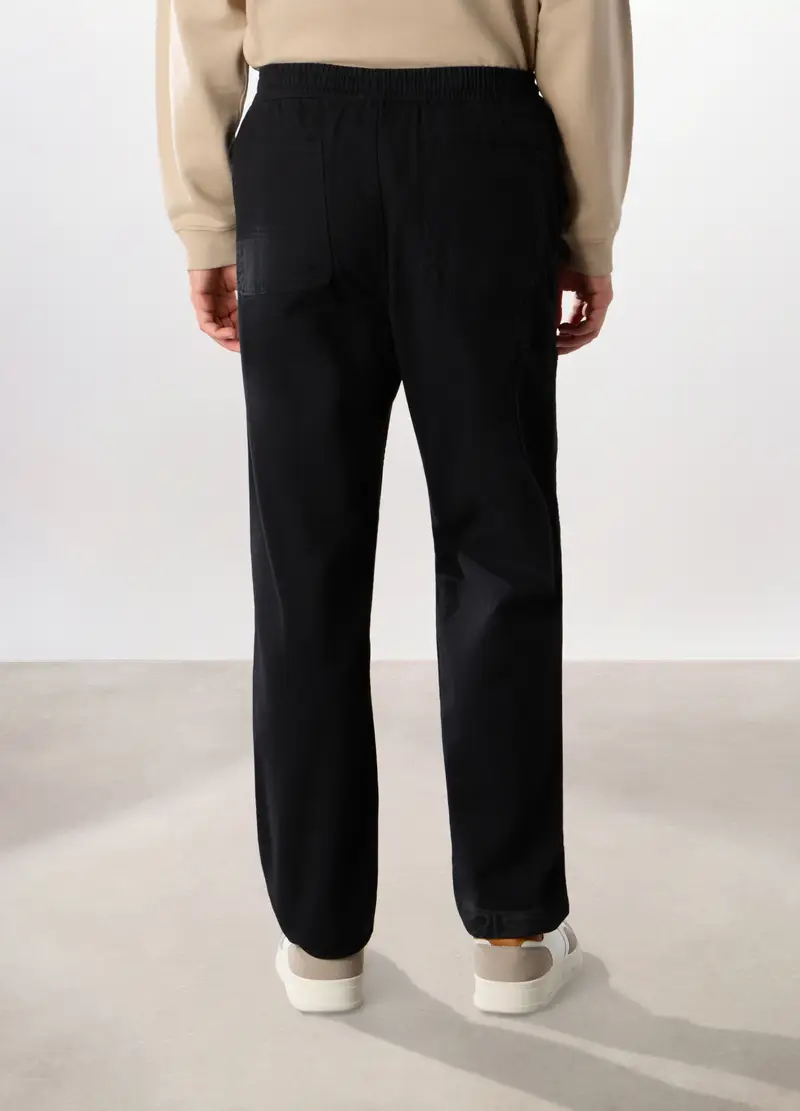 Jogger In Twill Di Puro Cotone Uomo, Nero miniatura 2