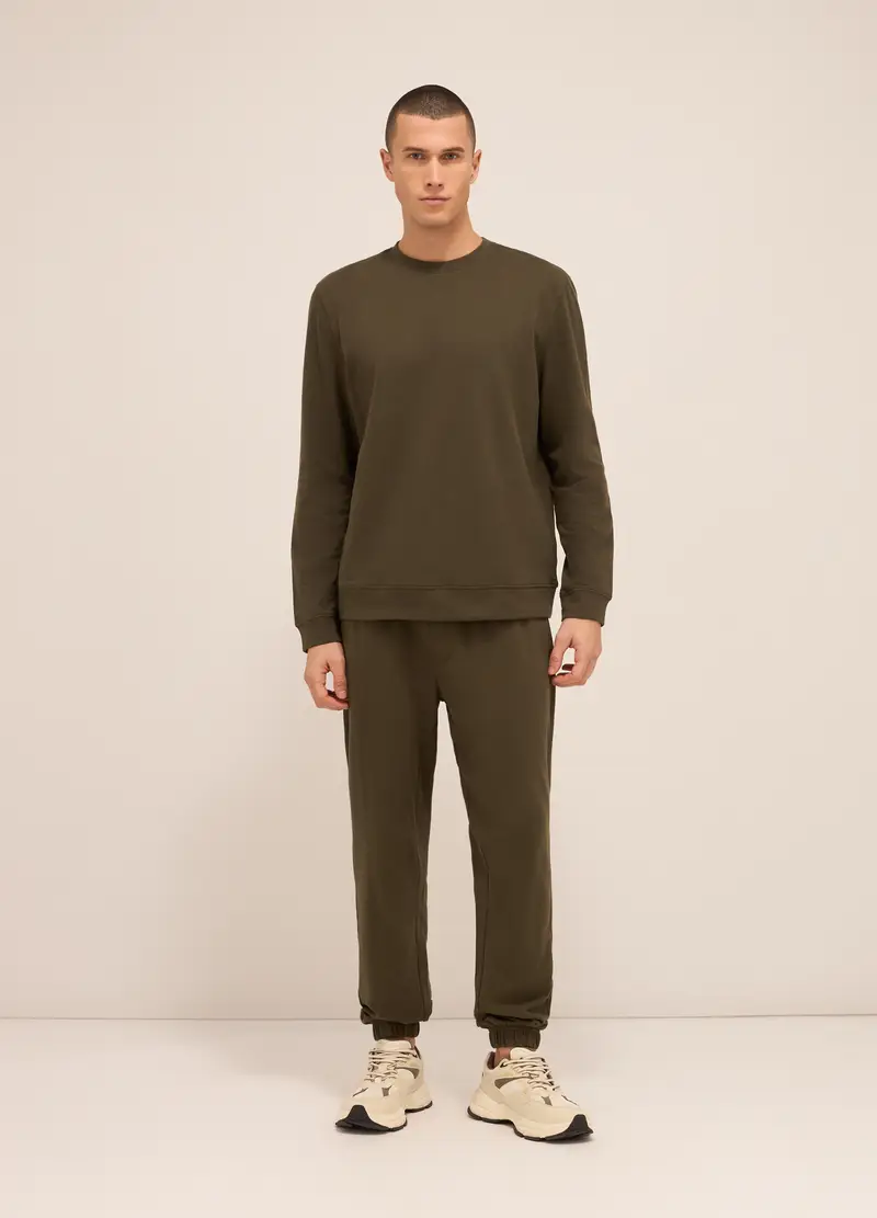 Jogger Leisure In Puro Cotone Uomo, Unisex, Marrone fango