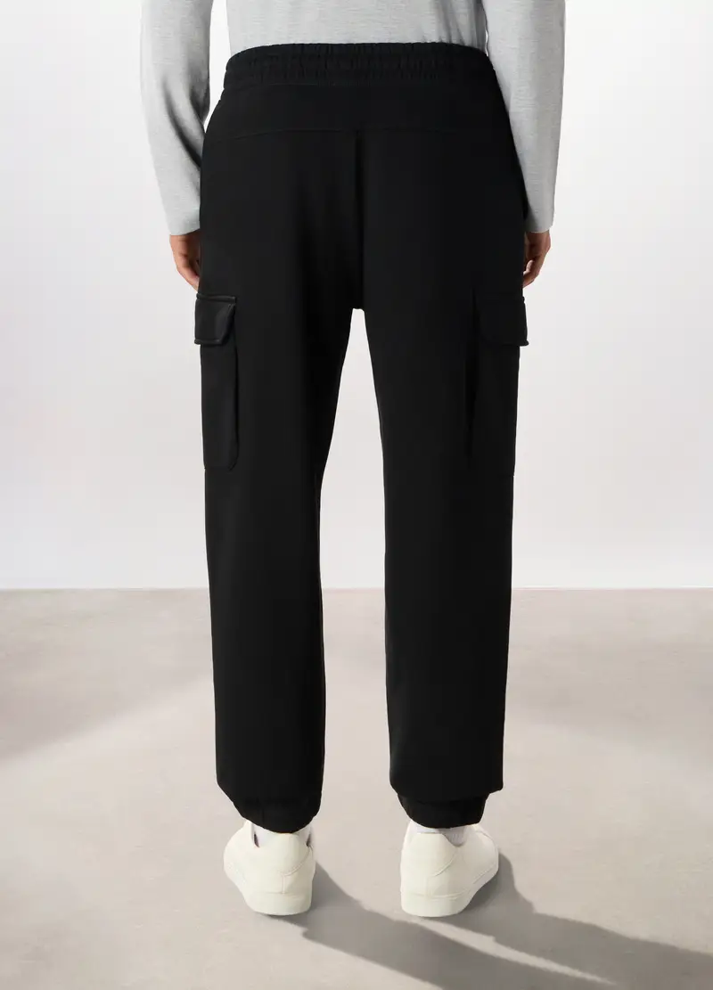 Joggers Regular Fit In Misto Cotone Uomo, Nero miniatura 2