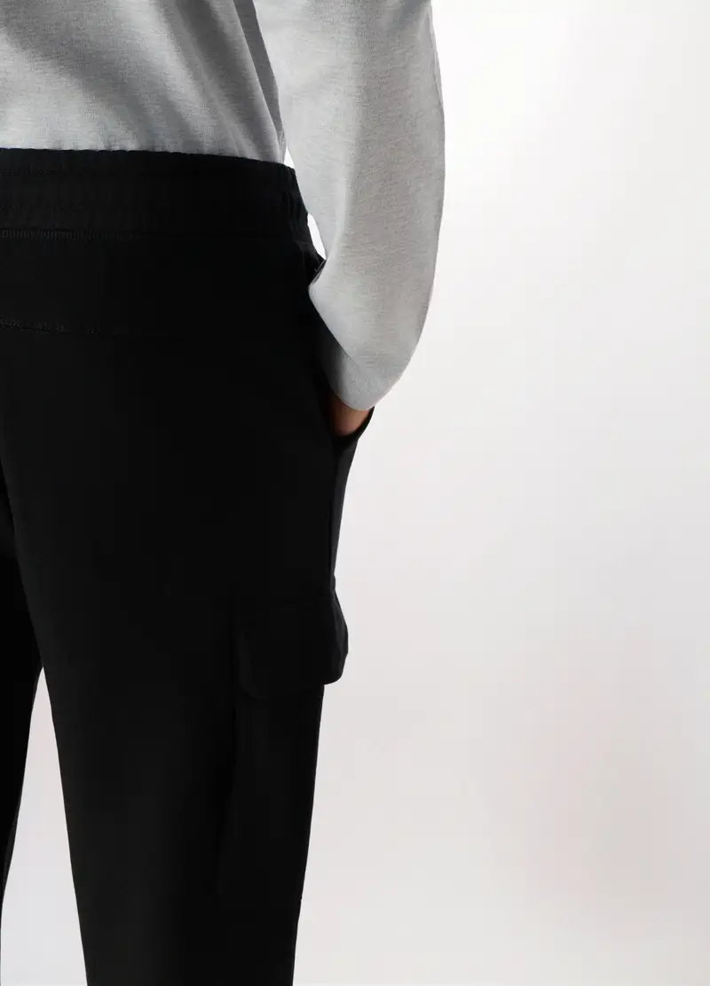 Joggers Regular Fit In Misto Cotone Uomo, Nero miniatura 3