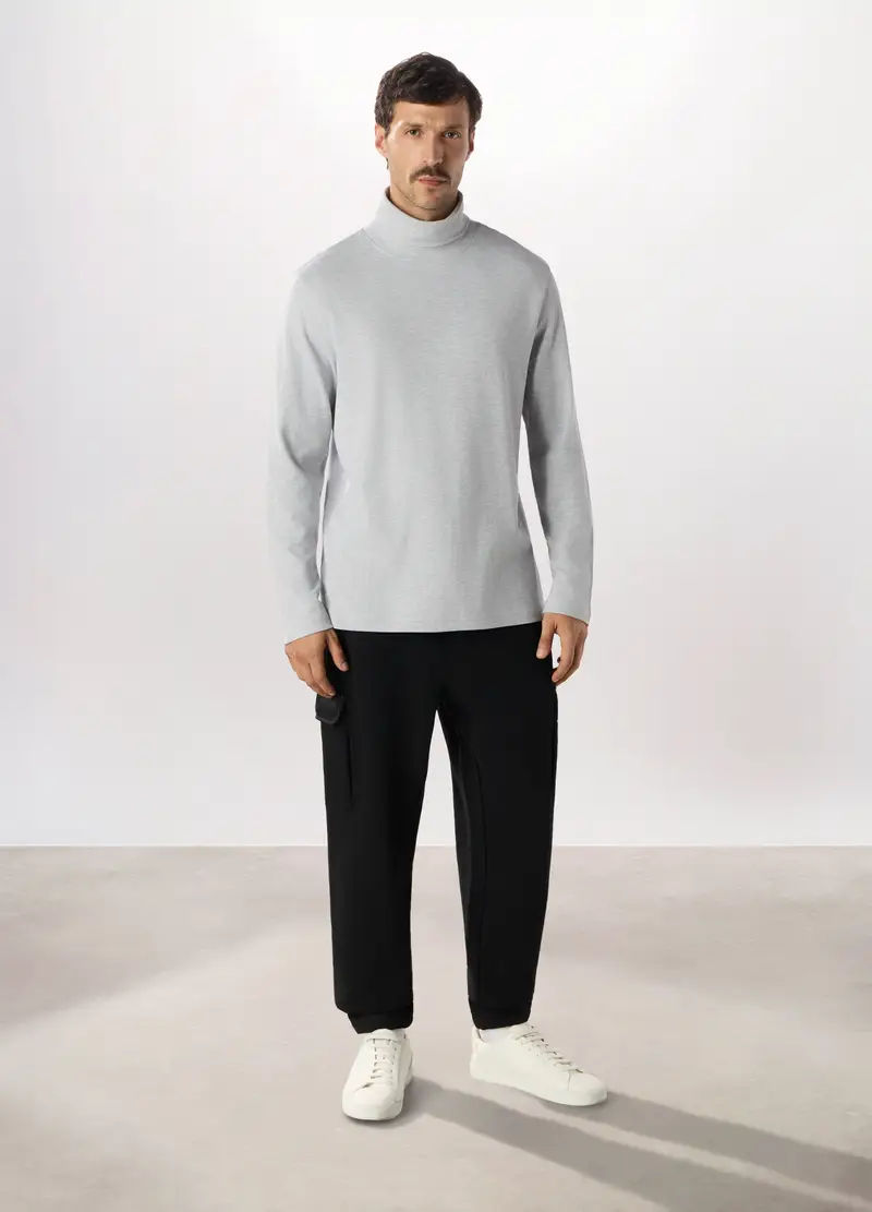 Joggers Regular Fit In Misto Cotone Uomo, Nero