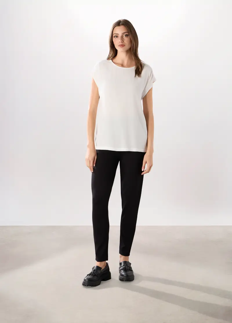 Leggings Misto Viscosa Donna, Nero