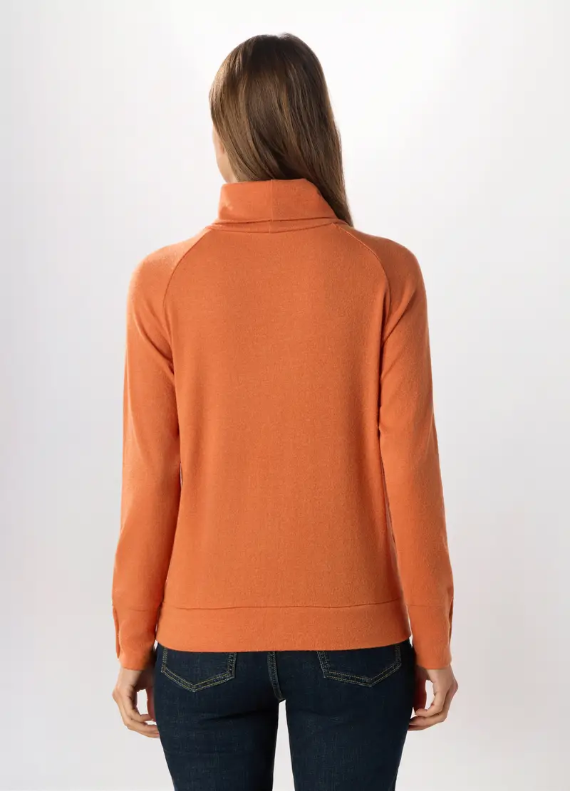 Lupetto Tricot Misto Viscosa Donna, Arancione papaya miniatura 2