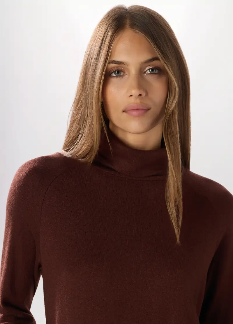 Lupetto Tricot Misto Viscosa Donna, Rosso scuro miniatura 3