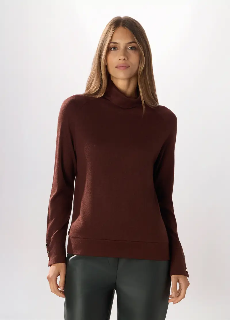 Lupetto Tricot Misto Viscosa Donna, Rosso scuro