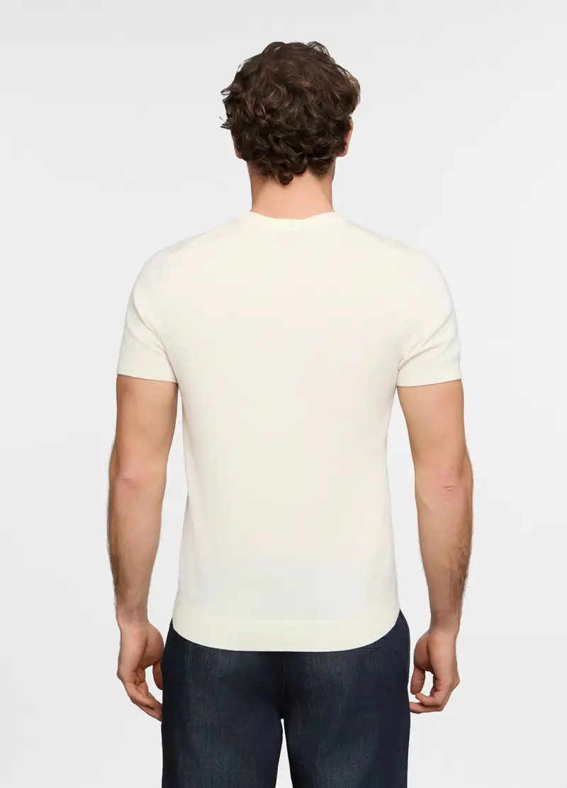 Maglia A Maniche Corte In Cotone Uomo, Bianco avorio miniatura 2