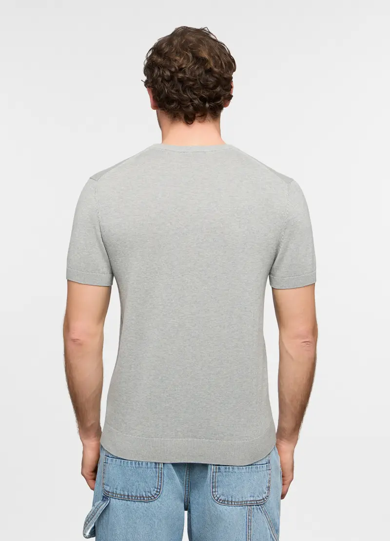 Maglia A Maniche Corte In Cotone Uomo, Grigio melange miniatura 2