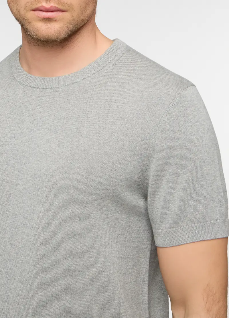 Maglia A Maniche Corte In Cotone Uomo, Grigio melange miniatura 3