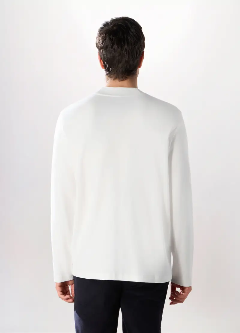 Maglia A Maniche Lunghe In Interlock Di Cotone, Uomo, Bianco latte miniatura 2