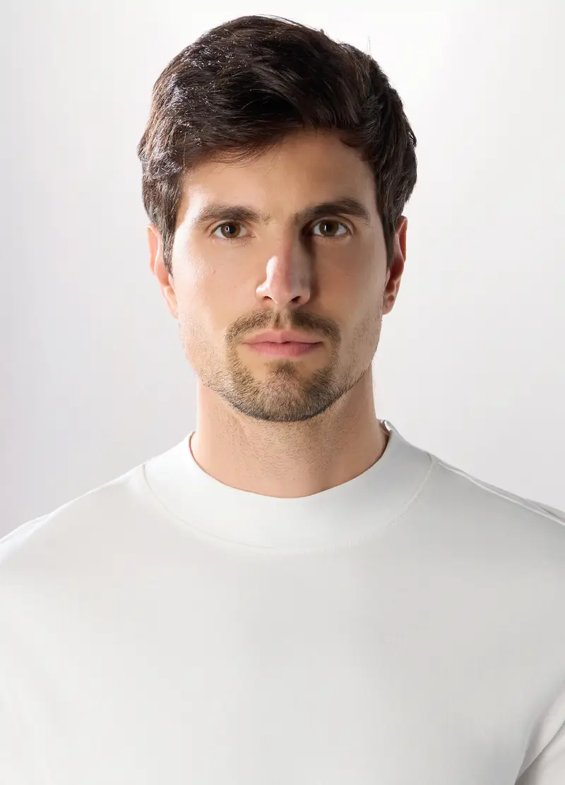 Maglia A Maniche Lunghe In Interlock Di Cotone, Uomo, Bianco latte miniatura 3