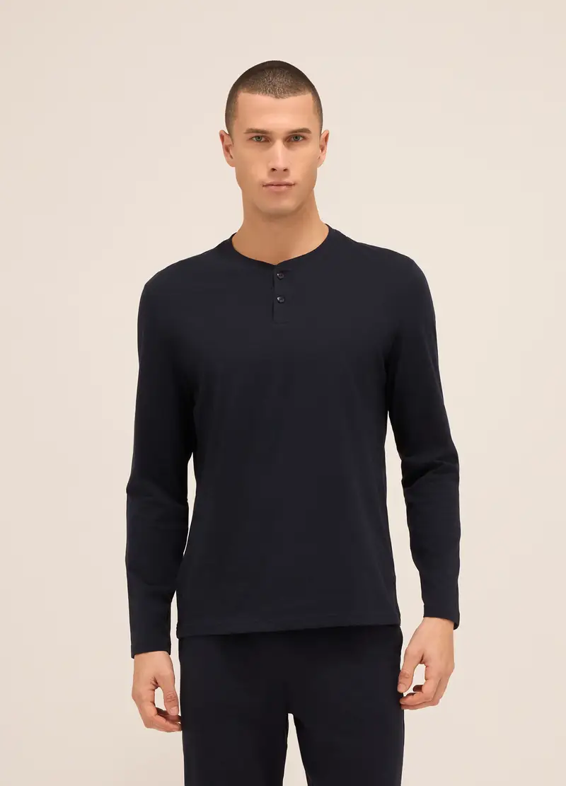 UPIM HB, Maglia Del Pigiama A Serafino In Puro Cotone Uomo, Blu scuro, Taglia: S