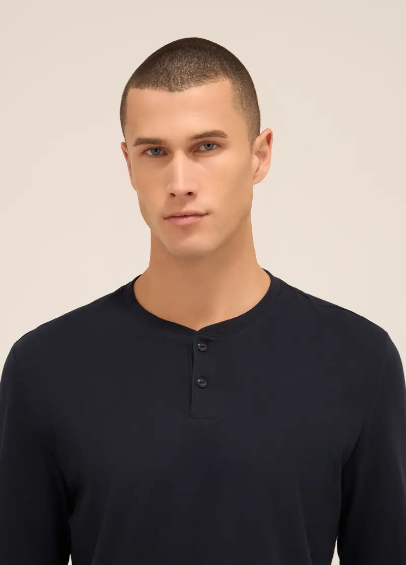 UPIM HB, Maglia Del Pigiama A Serafino In Puro Cotone Uomo, Blu scuro, Taglia: S miniatura 2