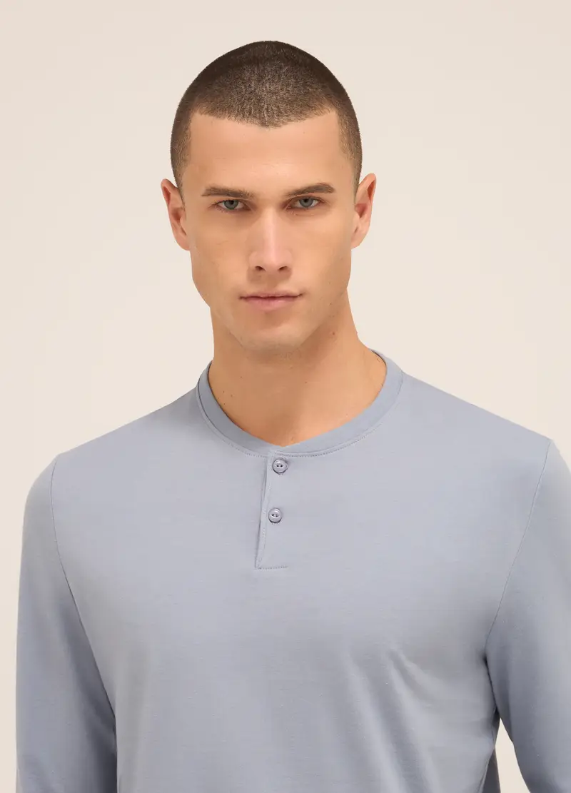 UPIM HB, Maglia Del Pigiama A Serafino In Puro Cotone Uomo, Grigio argento, Taglia: S miniatura 2