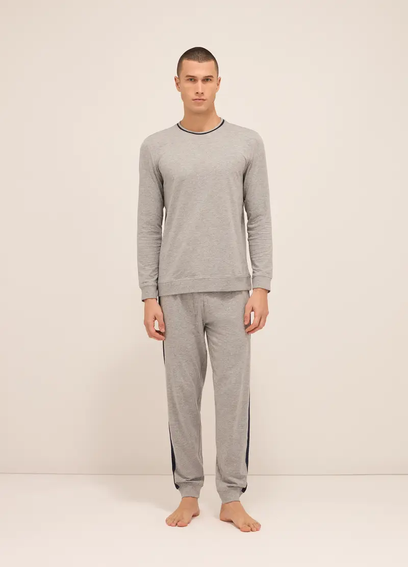 UPIM HB, Maglia Del Pigiama Girocollo In Puro Cotone Uomo, Grigio melange, Taglia: S
